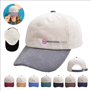 Two-Tone Polyester Corduroy Adjustable Unisex Baseball Cap